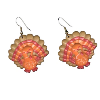 Funky PENDIENTES BEBÉ PAVO-Dicción de Gracias Vacaciones Aves Comida Dije Bisutería Foto 1 de 2