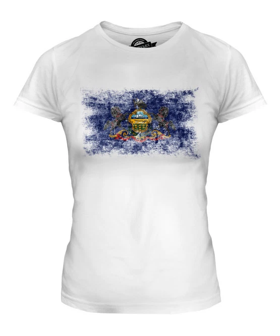CAMISETA DE DAMAS BANDERA ANGUSTIADA DEL ESTADO DE PENNSYLVANIA TOP CAMISA PENNSYLVANIAN REGALO Foto 1 de 1