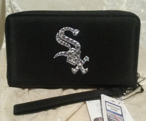 Chicago White Sox Bling Wristlet Cell Phone Wallet Rhinestone MLB Licensed! Cover