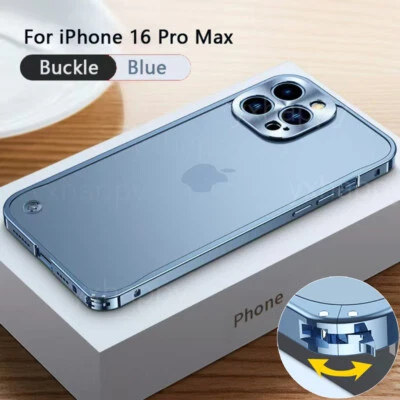 Shockproof Aluminum Case For iPhone 16 Pro Max 15 14 13 12 11 Clear Buckle Cover Foto 1 de 4