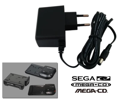 RETRO GAME SUPPLY Alimentation pour Sega Mega CD 1 & 2 - Cable de 2m - Adaptateur Secteur Transfo
