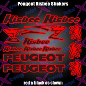 Peugeot Kisbee Sticker/Decal Set *RED & BLACK* pug 50, 70, 100, 125 - Picture 1 of 7