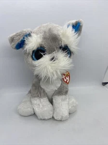 TY Beanie BOO 1st WHISKERS ~ 9" Schnauzer Dog Retired 2015 Glitter Eyes NEW Tags - Picture 1 of 2