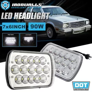Par de faros LED de 7x6" para Pontiac Phoenix 1977-1984 lámpara reflectora de haz alto-bajo - Imagen 1 de 12