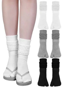 3 Pairs Flip Flop Socks Slouch Scrunch Socks Tabi Socks Split Toe Socks Japan... - Picture 1 of 7