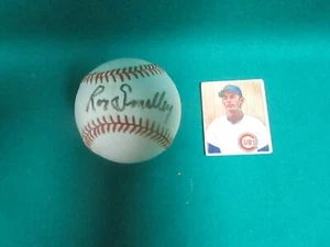Vtg 1950 Bowman Gum Chicago Cubs Roy Smalley Card & Autograph Baseball Signed - Picture 1 of 4