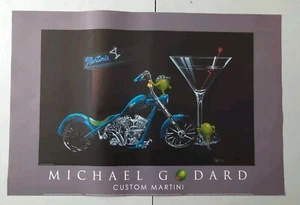 Custom Martini by Michael Godard Art Print Motorcycle Cocktail Bar Poster 36X24 - Picture 1 of 9