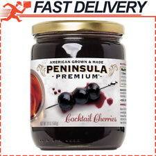 Peninsula Premium Cocktail Cherries Deep Burgundy-Red Silky Smooth Syrup 20 oz