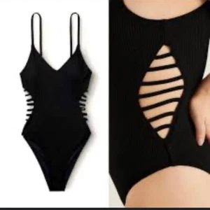 Victoria's Secret Pink Strappy Side Ribbed One Piece Black Swimwear NWT - XL - Picture 1 of 5