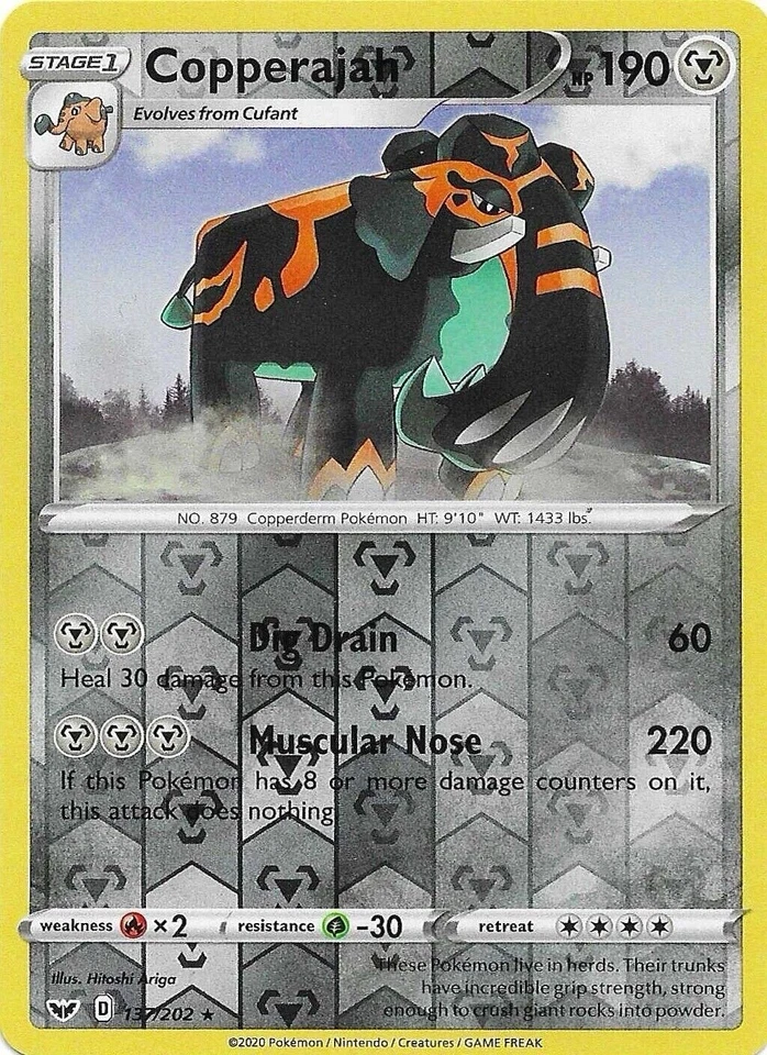 Pokemon - Copperajah - Reverse Holo - 137/202 - SWORD & SHIELD BASE SET - NM/M - Image 1 of 1