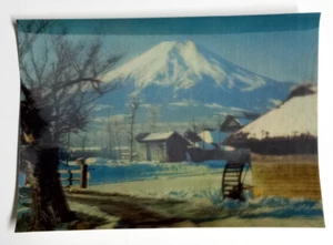 Berg Fuji Japan linsenförmige Postkarte 3D Winter Oshino Hakkai Schnee - Bild 1 von 2