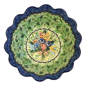 Unikat Polish Pottery #288 Spring Flowers T Liana Large Fluted 11" Serving Bowl - Picture 1 of 12