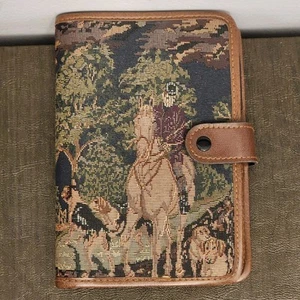 1995 6-Ring DAY PLANNER / AGENDA Fox Hunt Tapestry w/Real Leather Snap Closure - Picture 1 of 22
