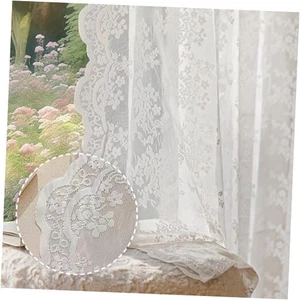 Vintage Lace Curtains 84 Inches Long 2 55"W x 84"L (Pack of 2) White Plum - Picture 1 of 7