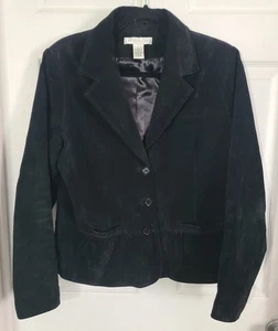 Blazer Jacke Damen 100% Wildleder schwarz Größe Large L gefüttert Taschen von Pursuits - Bild 1 von 7