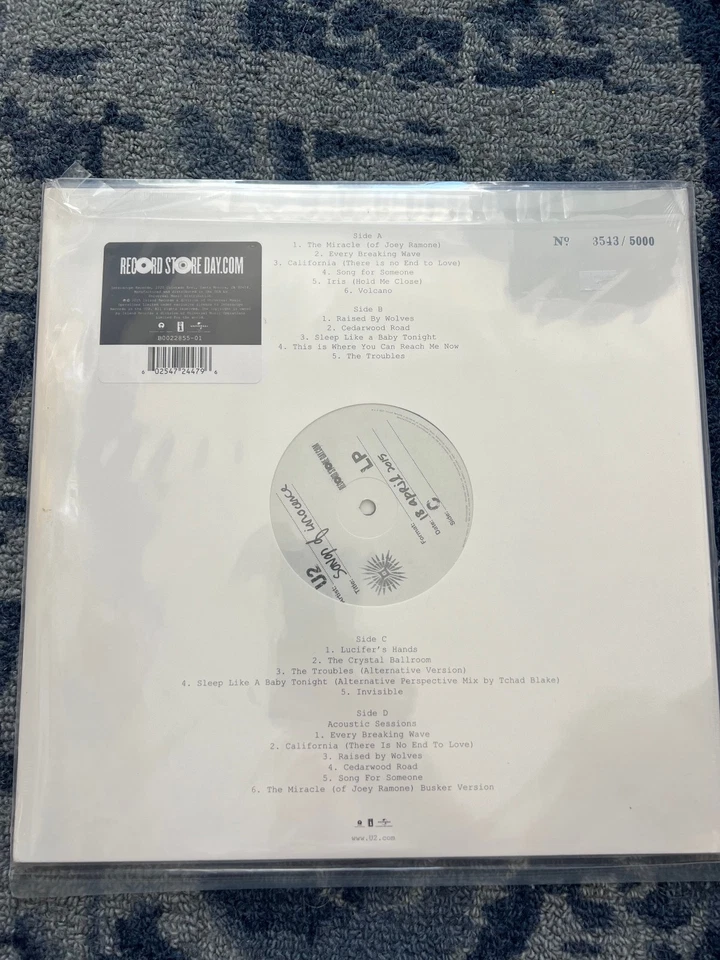 U2 Songs of Innocence Sealed Vinyl 2LP Limited Edition  #3543 of 5000 RSD 2015 - Image 1 of 2