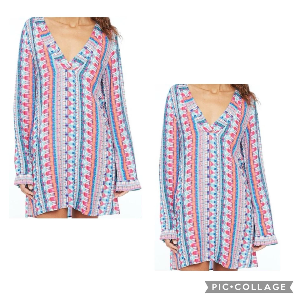 LA BLANCA 女式大码多色条纹全球 JIVE 游泳罩 V 领尺寸 1X — 第 1/4 张图片