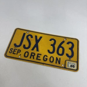 Vintage 80’s Oregon License Plate JSX 363 - Single Plate Blue & Yellow - Picture 1 of 5