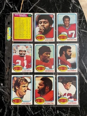 1976 Topps Football New England Patriots Team Set 18ct John Hannah, Steve Grogan - Image 1 of 4