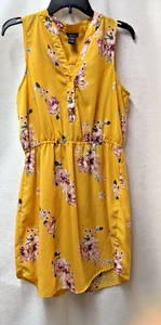 RUE 21 Yellow Floral Sleeveless V Neck Dress Women's Sz Medium M FAST SHIP! - Picture 1 of 4