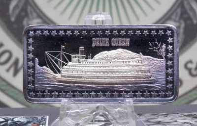 1975 Wonders of America **DELTA QUEEN** 1oz .999 Silver Art Bar ECC&C, Inc. - Image 1 of 3
