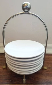 Pampered Chef Simple Additions Appetizer Plate Stand #2072 W/8 Saucers/Plates - Picture 1 of 5