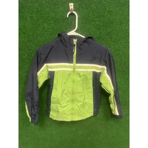LL Bean Kids Youth Small Blue & Lime Green Shell Jacket hooded UNISEX Ski - Picture 1 of 5