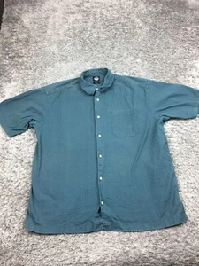 Dockers Button Up Shirt Mens Size Large Cotton Blue Short Sleeve Vintage - Picture 1 of 11