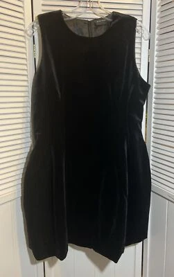 Miou Muse Womens L Dress NWT Black Velvet Sleeveless Lined Fit & Flare Pockets - Image 1 of 4