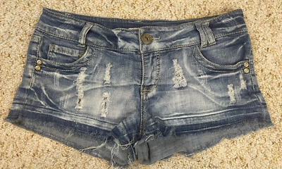 Celebrity Pink Women's Distressed Cutoff Jean Shorts sz 9  (32 x 2)  - Image 1 of 4