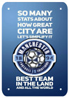 MANCHESTER FOOTBALL IS EVERYTHING CITY ARE BEST TEAM IN LAND METAL SIGN PLAQUE