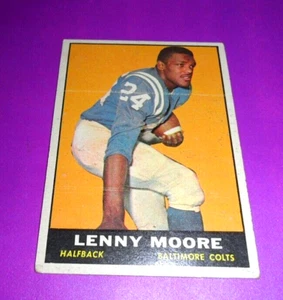 1961 Topps Football Lenny Moore HOF BLANK BACK ERROR BALTIMORE COLTS PENN STATE - Picture 1 of 3