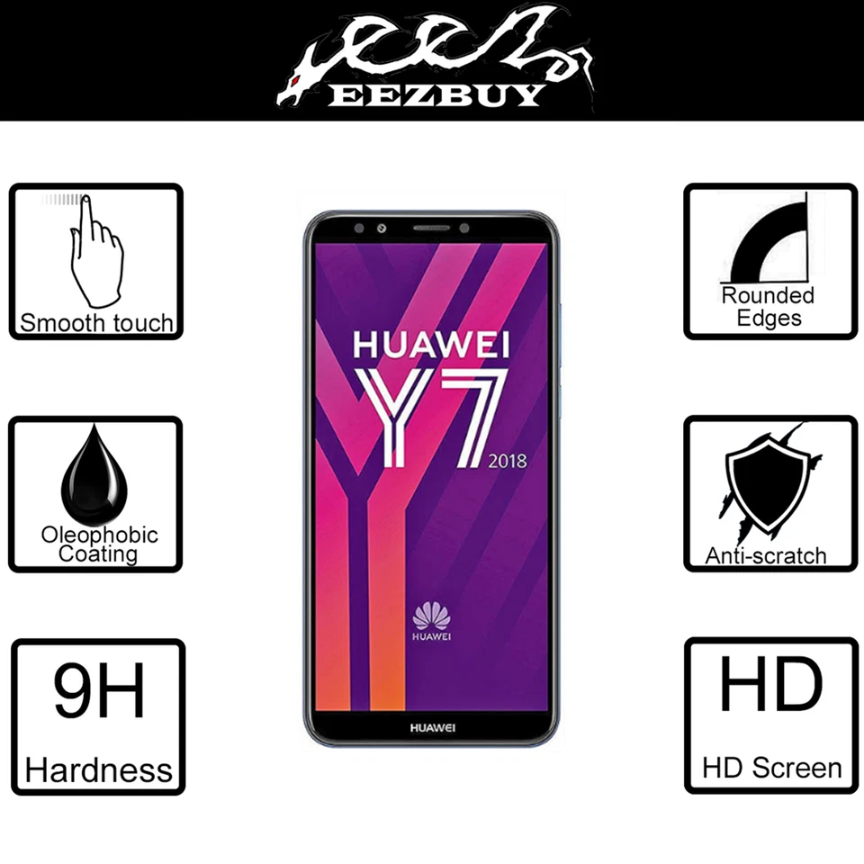 Protector de pantalla de vidrio templado premium para Huawei Y7 / Y7 Pro (2018) Y7A Foto 1 de 4
