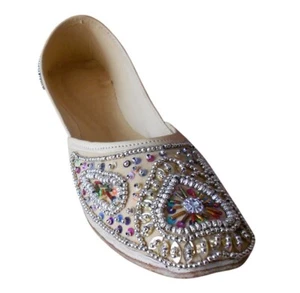 Women Wedding Shoes Jutties Ballet Flats Indian Leather Handmade Mojaries US 9 - Picture 1 of 7