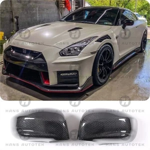 FULL PURE DRY CARBON FIBER MIRROR CAPS ADD ON FOR NISSAN GTR R35 NISMO (2007-25) - Picture 1 of 7