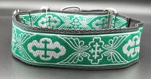 Green Celtic Martingale Dog Collar 1.5" Greyhound Lurcher Podenco Saluki - Picture 1 of 4