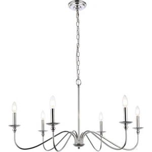 Chandelier Light Fixture Nickel Farmhouse Dining Room Kitchen Island Foyer - Picture 1 of 9