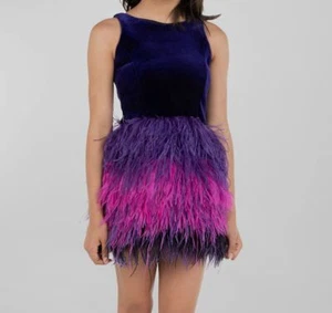 $286 Zoe LTD Kids Girl's Purple Quinn Velvet Ombre Feather Dress Size 7 - Picture 1 of 2