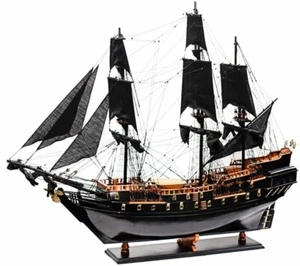 Casa Padrino Luxus Piratenschiff mit Massivholz Ständer Schwarz Modellschiff - Bild 1 von 4