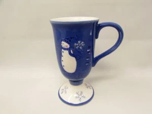 Sonoma Snowman Pedestal Mug Blue with Snowman and Snowflakes b113 - Picture 1 of 2
