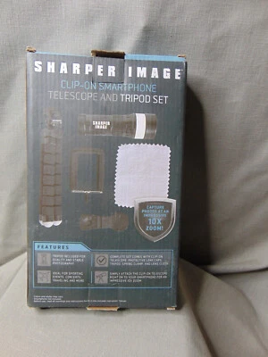 Sharper Image Clip On Smartphone Cell Phone Telescope And Tripod Set New - Image 1 of 4