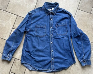 Levis Shirt Mens X-Large Blue Metal Button Up Long Sleeve Work Chore Denim Jeans - Picture 1 of 9