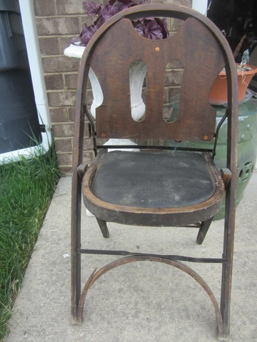 Antique Wood Louis Rastetter Sons Solid Kumfort Folding Chair primitive Ca 1920s Cover