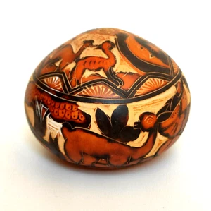 Vintage hand carved mini Pampkin Peru Animals Sun Moon people boat decoration - Picture 1 of 10