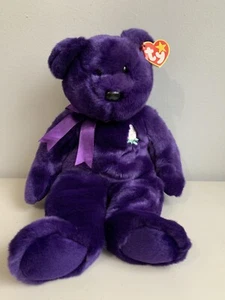 Ty Beanie Buddies Collection Princess Diana Bear Large 14” Purple With Tag Rose - Picture 1 of 5