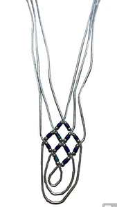 Collar Gargantilla Navajo De Colección Líquida Plata de Ley 0.925 16" Tres Hilos Cuentas - Imagen 1 de 15