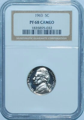 1963 NGC PR68CAM Jefferson Nickel Major Reholder Error New Slab Old Gasket Label - Image 1 of 2