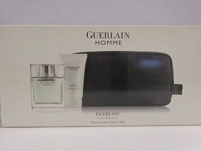 Guerlain Homme мужской набор 2,7 унц туалетная вода спрей + 2,5 унц мытье волос и тела + дорожная сумка - Изображение 1 из 2