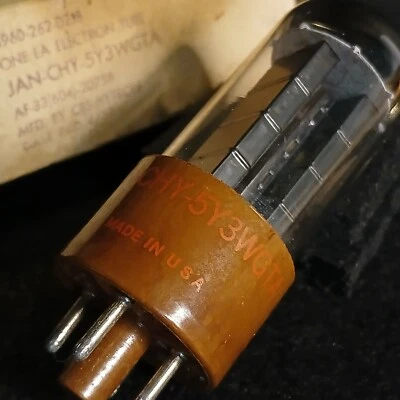 Tubo de audio 1959 NOS CBS-Hytron Jan Chy 5Y3WGTA base marrón placa negra Foto 1 de 4