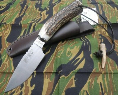 JOKER Messer FLECHA Jagdmesser 4116 Stahl Hirschhorngriff Lederscheide Riemen - Bild 1 von 4